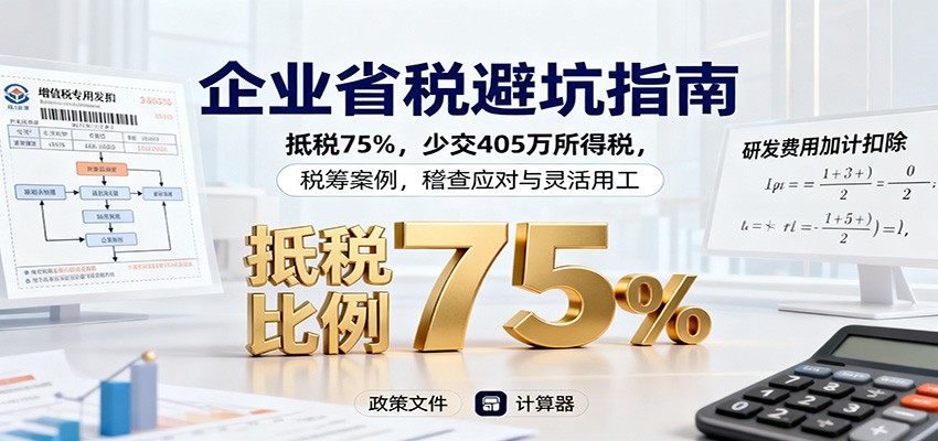 企业省税避坑指南：抵税75%，少交405万所得税，税筹案例，稽查应对与灵活用工-金钱豹